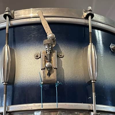 1950's Slingerland 6.5x14 Blue & Silver Duco Student Model Radio King Snare Drum image 5
