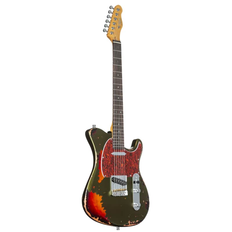 Fame Custom TL RW Worn Olive over Sunburst - Electric Guitar image 1