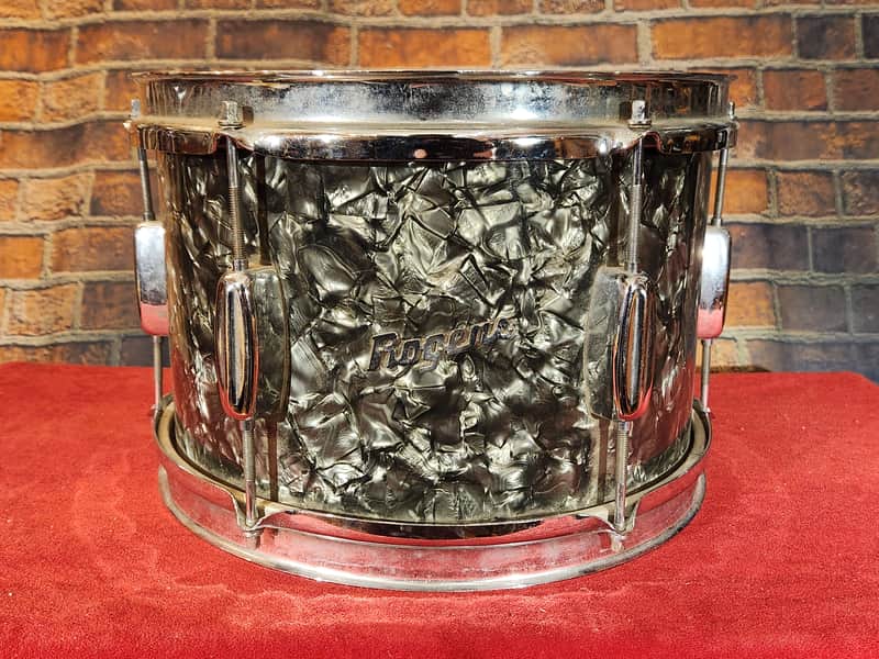 Vintage 1960s Rogers Spotlight 8x12" Rack Tom Drum Black Pearl Wrap image 1