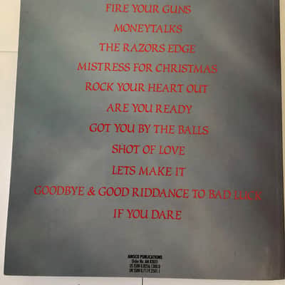 AC/DC The Razors Edge Sheet Music Song Book Songbook Guitar Tab Tablature image 2