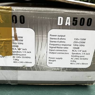 W-Audio DA500 500w Pro Power Rack Mount Amp Amplifier - Boxed - Tested - Working image 7
