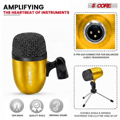 5 Core Conga Mic Snare Tom Set Professional XLR Cardioid Condenser Instrument Microphone Kit image 9