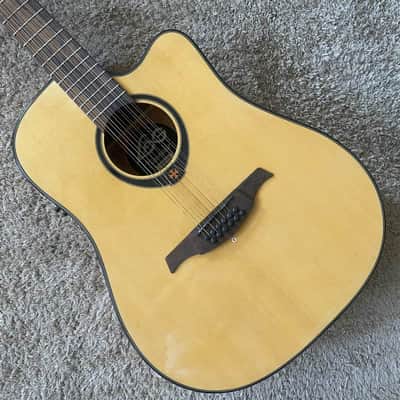 LAG 12 String Acoustic Electric Guitar, Mahogany Spruce Body, Rosewood Fingerboard Neck image 2