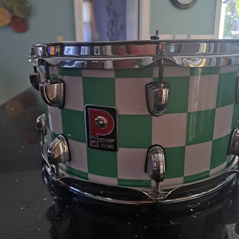 Premier Utility Snare 13x7 2000s - Green Checker Birch image 1