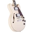 D'Angelico Premier Series Mini DC Semi-Hollow Electric Guitar Stop-bar Tailpiece Champagne