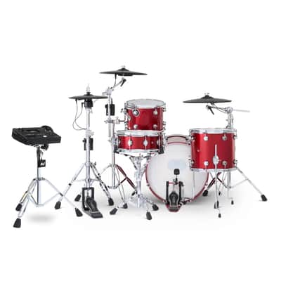 FREE TOM REBATE! - DW DWe 4pc Complete Electronic/Acoustic Drum Set w/Roland Cymbals & V51 Black Cherry Metallic image 3