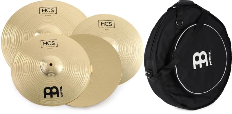 Meinl Cymbals HCS Basic Cymbal Set - 3-piece with Free 14-inch Crash  Bundle with Meinl Cymbals Professional Cymbal Bag - 22" Black image 1