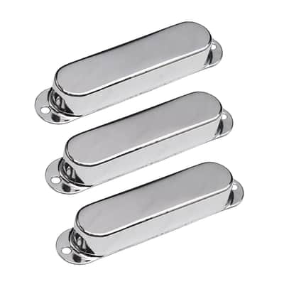 Stratocaster Metal Single Coil Pickup Covers (No Holes) - Chrome 3 Pcs image 4
