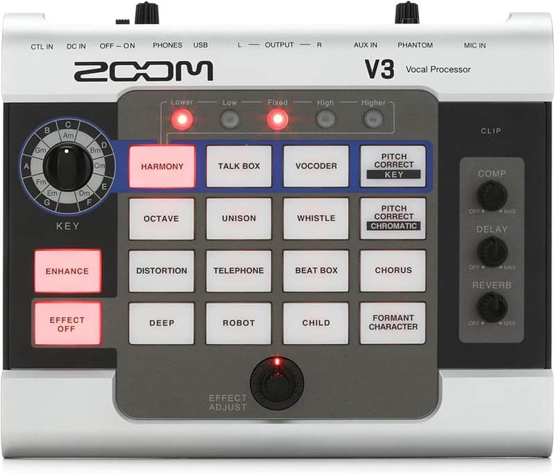 Zoom V3 Vocal Processor, Harmony, Pitch Correction, Reverb, Delay, 16 Studio Grade Effects, Battery Powered, for Streaming, Recording, and Live Performance image 1