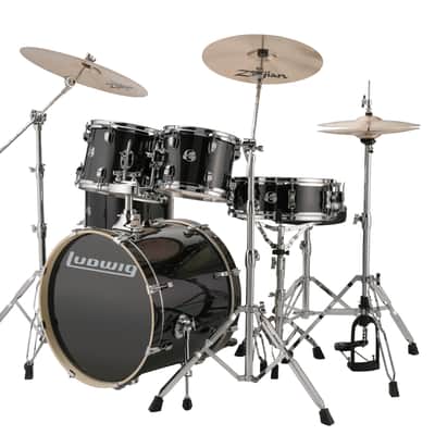 Ludwig Element Evolution 5 Pc. Drum Set w/Hardware and Zildjian I Series Cymbals- Black Sparkle image 4