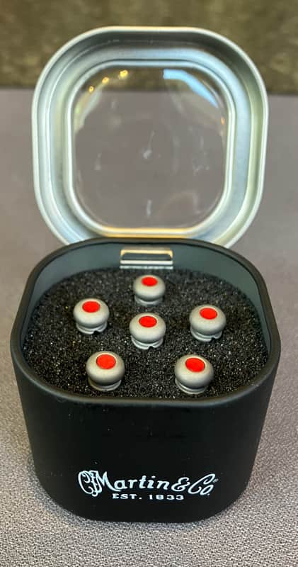 Martin APP0005 Luxe Liquidmetal Bridge Pin Set - Turkish Emery w/ Red Inlay image 1