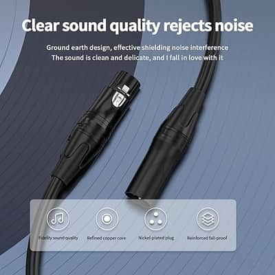 XLR Cables, XLR Microphone Cable 10 ft 2 Pack, Gold-Plated 3-pin XLR Speaker Cable Male to Female Balanced Mic Cable image 3