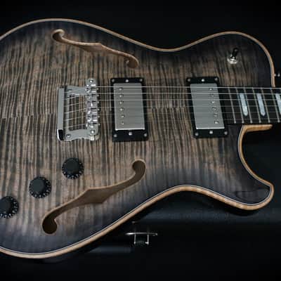 Knaggs Guitars Chena Hollowbody in Charcoal Burst w/ T1 Flame Maple Top image 6