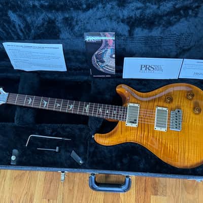 PRS Custom 22 10-Top Tremolo - 2001 - Violin Amber - Dragon II - East Indian Rosewood Fingerboard - Wide Fat Carve - NOS New Old Stock Like New Condition Massive Tight Flame OHSC image 4