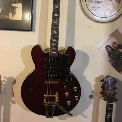 Epiphone Riviera P-90 with bigsby trem Natural/Red image 1