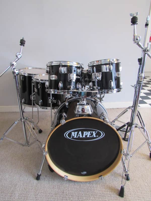 Mapex V Series Black Drum Kit with Hadware Jazz/Child/Portable -18" BD, 8"+10" TT, 12"+14" FT, 12"SN image 1