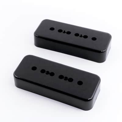 Pair of Lindy Fralin BLACK P90 Soapbar Pickup Covers with 2 Orange Drop 716P (.022) image 1