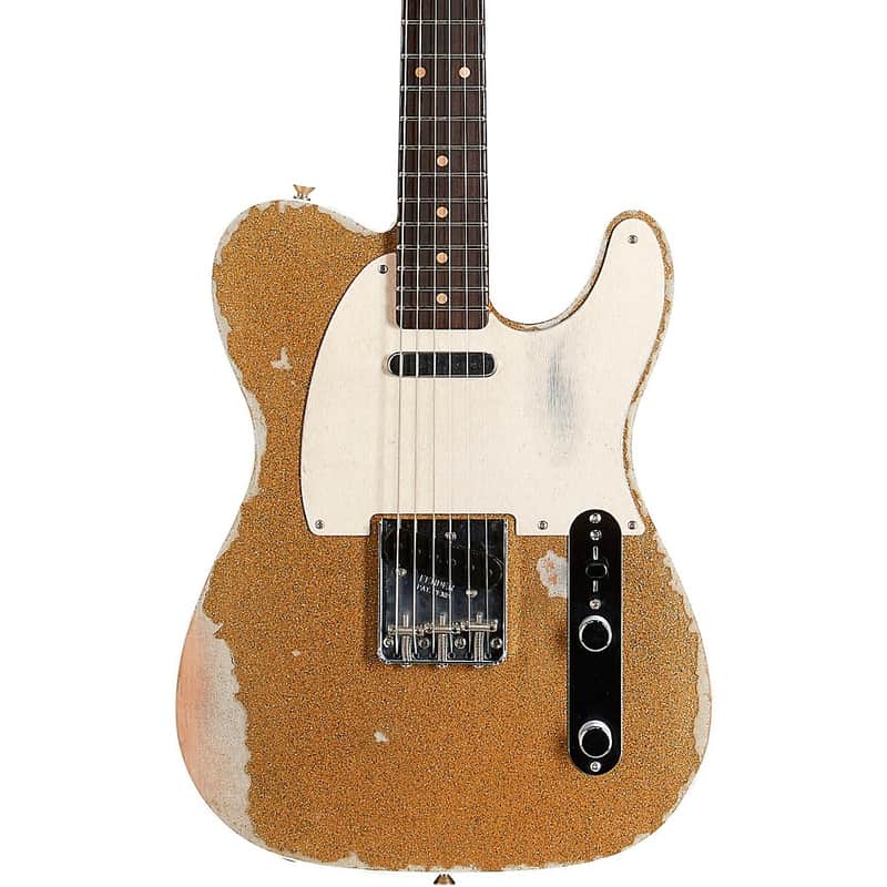 Fender Custom Shop Limited-Edition Texas Telecaster Heavy Relic Electric Guitar Regular Gold Metal Flake/Aged Olympic White image 1