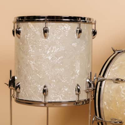 1965 Slingerland "Gene Krupa Deluxe" White Marine Pearl Drum Set image 2