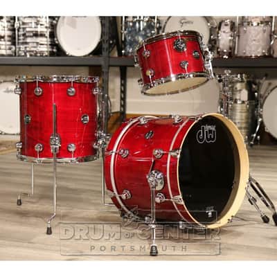 DW Performance 3pc Lacquer Drum Set 18/12/14 Cherry Stain image 1