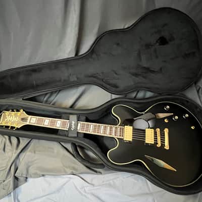 Epiphone Emily Wolfe Sheraton w/ PICKGUARD / Black Aged Gloss w/EpiLite Case Excellent image 20