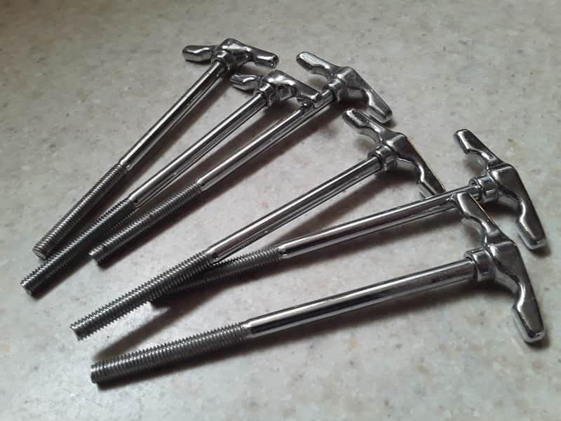 Pearl Vintage Chrome Bass Drum T Rods Lot from 1970's Era - (Very Clean) image 1