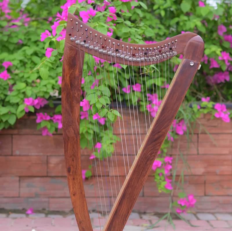 26-String Celtic Lever Harp in Natural – Lightweight Fullsicle Style Portable Harp for Travel & Performance - US Duty Free