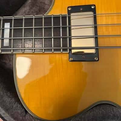 D'Angelico Excel Hollow Body Bass with Gold Hardware 2010s - Natural-Tint image 2