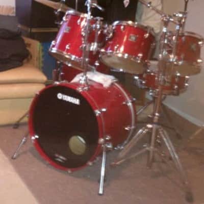Yamaha Oak Custom Drum Kit (made in Japan) 2007 - Clear red lacquer image 1