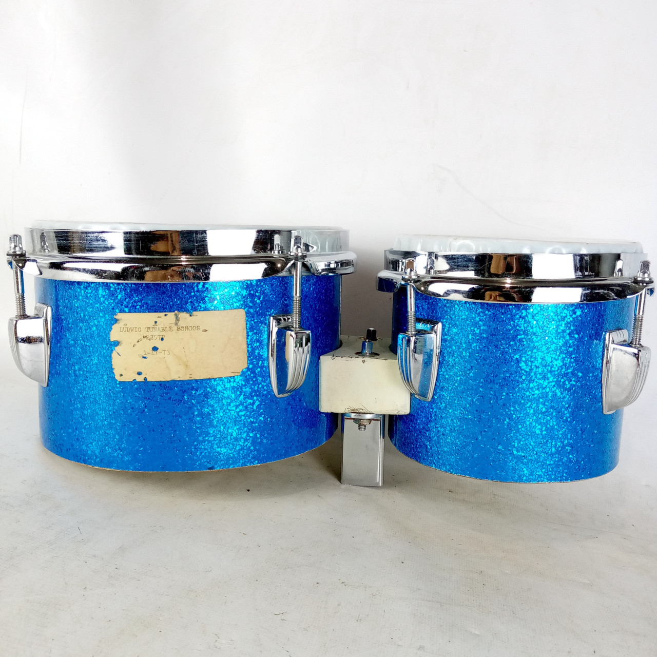 Ludwig Bongo Drums 5.5x6",8"Blue Sparkle Set Vintage 1973 3ply Super Classic 70s — main photograph