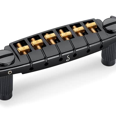 Schaller Germany Signum Wraparound Locking Guitar Bridge, BLACK w/Brass Saddles Bild 1