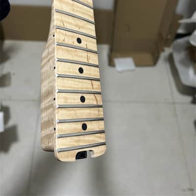 Matte 22Fret Flame Maple Electric guitar neck part 25.5inch wheel truss image 3