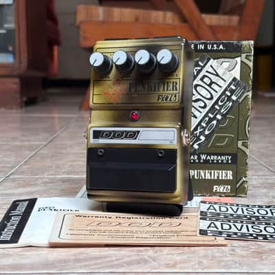 DOD Punkifier FX76 [NOS - New Old Stock, Complete with Box, Manual, Stickers etc] 1995 - 1997 Yellow & Black Matte Airbrush Finish image 1
