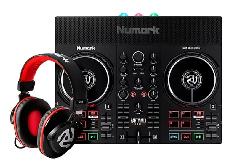 Numark PartyMix DJ Controller with Built-In Sound Card, Light Show 2010s - Black image 1