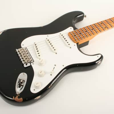 Fender Custom Shop Limited Edition Fat 1954 Stratocaster Relic with Closet Classic Hardware 1-Piece Quartersawn Maple Neck Fingerboard Aged Black LXX0779 image 3