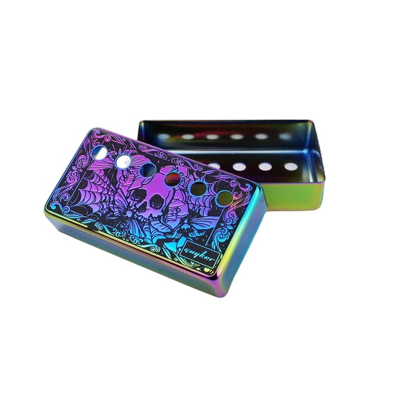 Humbucker Pickup Cover (50Mm/52Mm Pole Spacing) – Cupronickel Bridge And Neck Pickups Frame Set Replacement Parts For Les Paul Lp Style Electric Guitar, Skeleton Style, Pc002 Rainbow Chameleon image 1