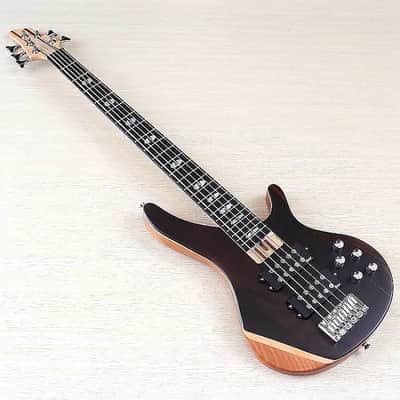 Custom Active 5 String Electric Bass, Zebra Top Okoume Wood Body, Maple Neck image 2