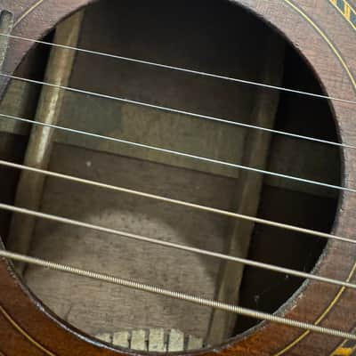 Antique 1920s Parlor Guitar Oscar Schmidt George Washburn Regal Supertone Walnut image 23