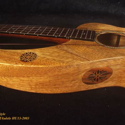 Handcrafted Harp Style 5 String Soprano Ukulele, Bruce Wei ,Solid Acacia, Mango HU13-2003 image 10