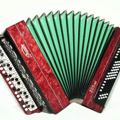 Tulskiy Russian Bayan Etude 205M Button Accordion 100 bass Acordeone de Botones, with Straps and Hard Case, 2437, Vintage Tula Factory Musical Instrument image 2