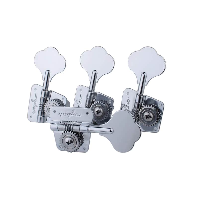 Bass Tuners (4 For Right) - 1:26 Ratio Open Gear Tuning Key Pegs Machine Head Replacement For Electric Jazz Guitar Bass Or Precision Instruments - Chrome image 1