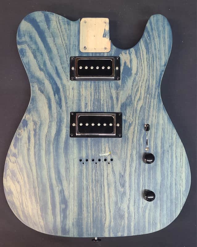 Ultralight Contemporary HH T Style Loaded Body 1pc Swamp Ash Denim Fade Body Contours image 1