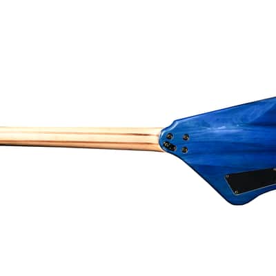 BootLegger Guitar Spade Gibson Scale 24.75 Headless Guitar With Case 2022 Blue Clear image 9