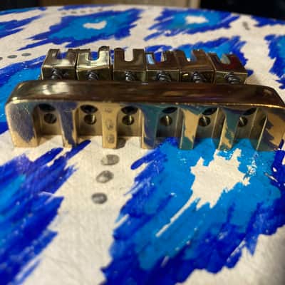 DiMarzio Pat. Pend. Brass Hardtail Stratocaster Bridge Vintage 1980s - Brass / Gold image 5