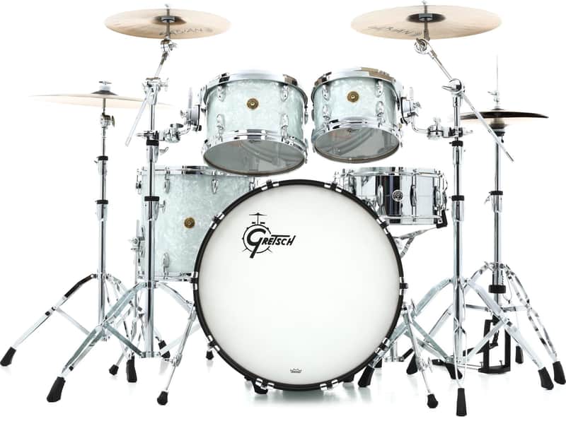 Gretsch Drums USA Custom GRKT-E6246 4-piece Shell Pack - 60s White Marine Pearl (Nitron) image 1