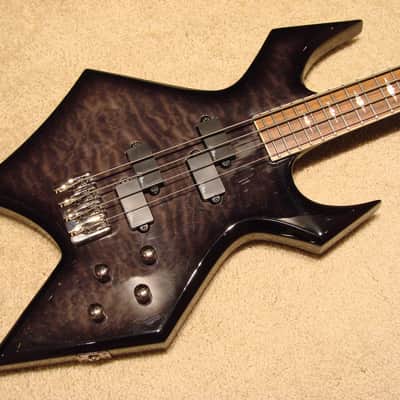 B.C. Rich Warlock Electric Bass Guitar NJ Neck-Thru Series Coffin Case Very Good Condition image 5