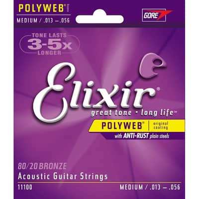 Elixir Medium Polyweb Acoustic Guitar Strings 13-56 image 1