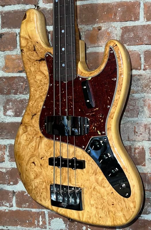 New Fender Custom Shop Artisan Maple Burl Jazz Bass, Rosewood Fingerboard, Aged Natural, Comes With Pro Setup and Ships Fast! image 1