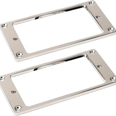 Metal Flat Electric Guitar Humbucker Pickup Ring, Frame Mounting Ring, Bridge Neck Pickups Cover Frame Replacement Part, Pack of 2 (chorme) image 1
