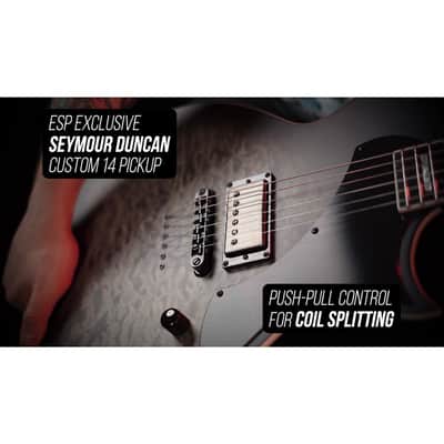 ESP LTD EC-01FT 6-String Right-Handed Electric Guitar with Mahogany Body, Quilted Maple Top, and Macassar Ebony Fingerboard (Charcoal Burst Satin Teardrop) image 4